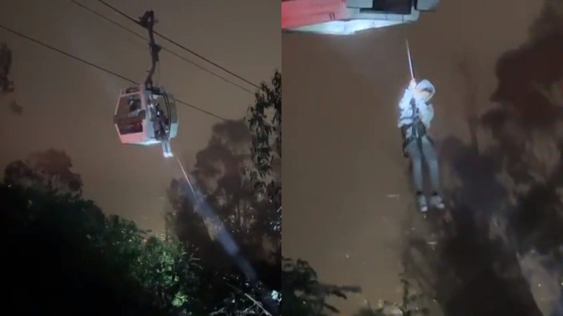 Algunos de los pasajeros fueron rescatados por personal de emergencias que utilizó cuerdas para bajarlos.