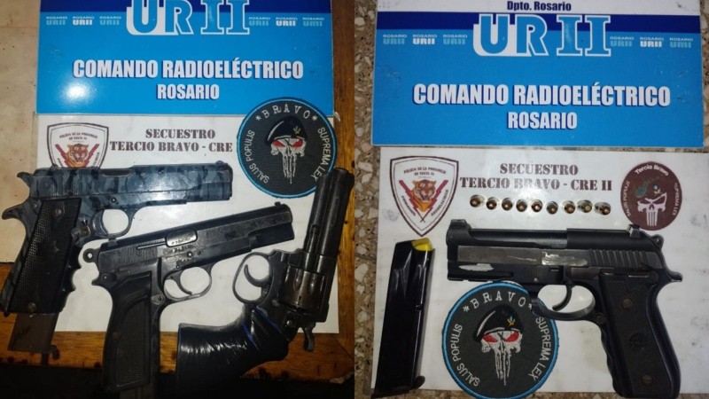 Las armas secuestrados en el pasillo de La República al 7100 y en Netri y Miller.