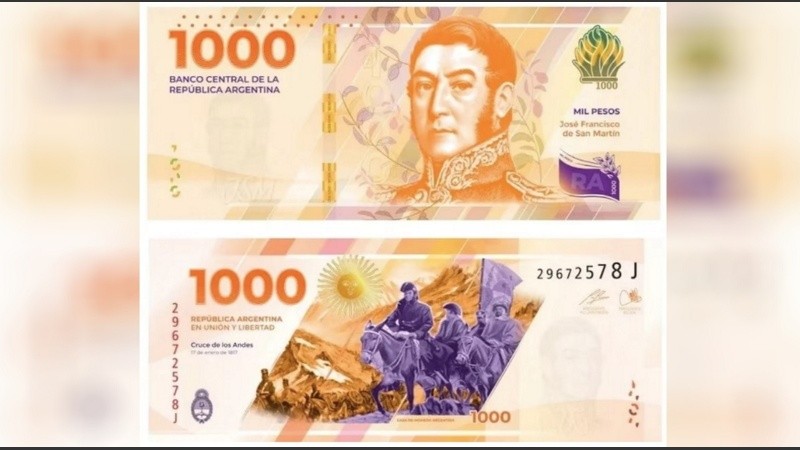 El nuevo billete de 1.000 pesos.