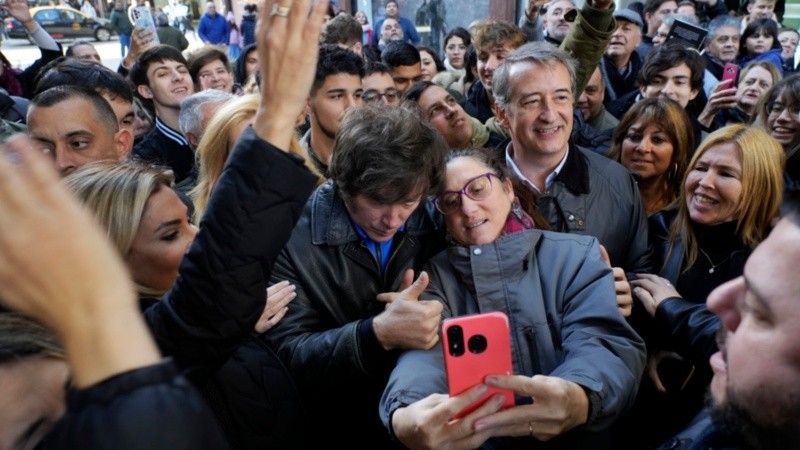 La presencia de Milei este miércoles en el centro de Rosario.