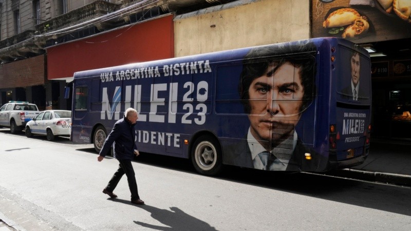 La presencia de Milei este miércoles en el centro de Rosario.