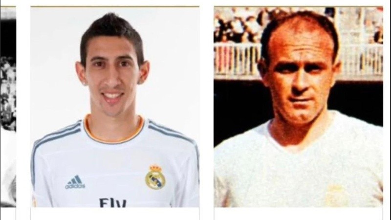 La imagen de Angelito junto a Di Stéfano en el sitio web del Real Madrid.