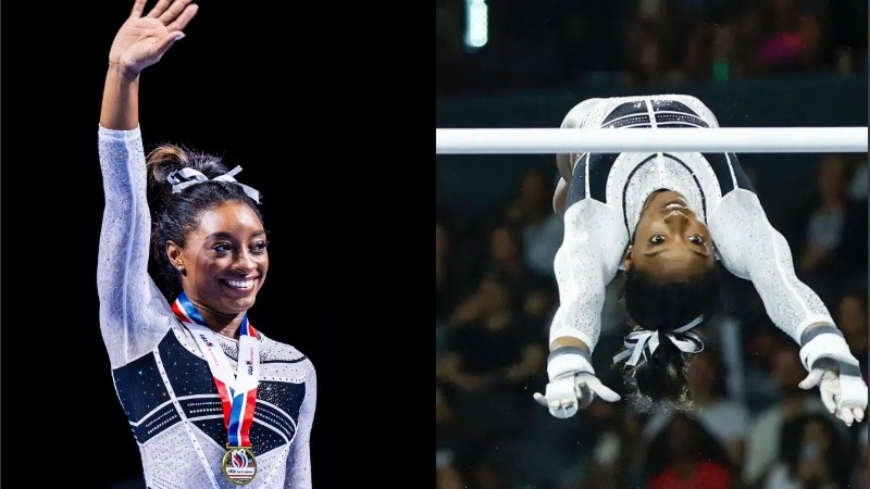Simone Biles es multicampeona de gimnasia artística. Acumula 19 títulos mundiales y 25 medallas, lo que la convierte en la gimnasta más galardonada de la historia.