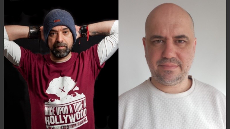 Los escritores Leonardo Oyola y Luciano Redigonda.