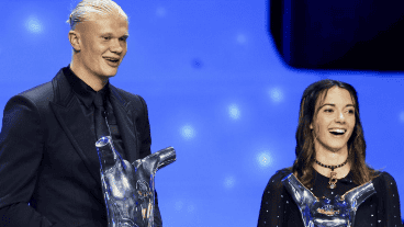 Los mejores del año para la Uefa: Aitana Bonmatí, futbolista de Barcelona, y Erling Haaland.