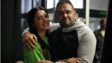 El "Torpedo" en un abrazo con Leda Bergonzi.