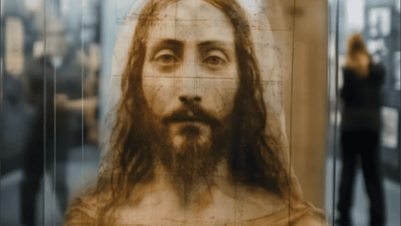 La imagen muestra a un hombre de pelo largo y barba con los ojos abiertos.