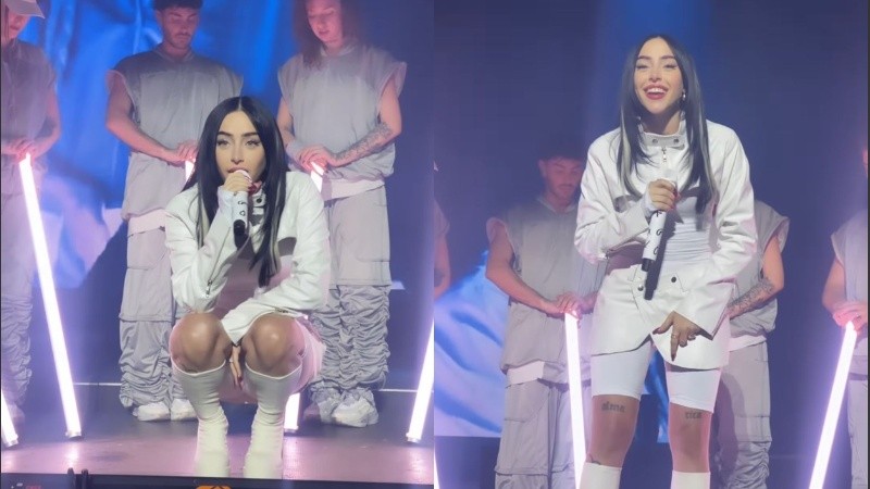  En un momento, bajó para acercarse con los fans mientras cantaba Otra Noche, canción colaboración con Los Ángeles Azules.