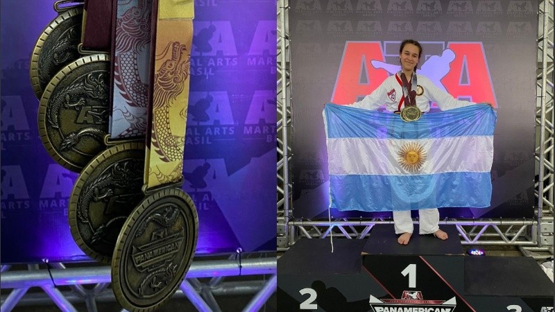 Maela Castro compitió en un Panamericano de Taekwondo en Brasil y se trajo cuatro medallas a Rosario.
