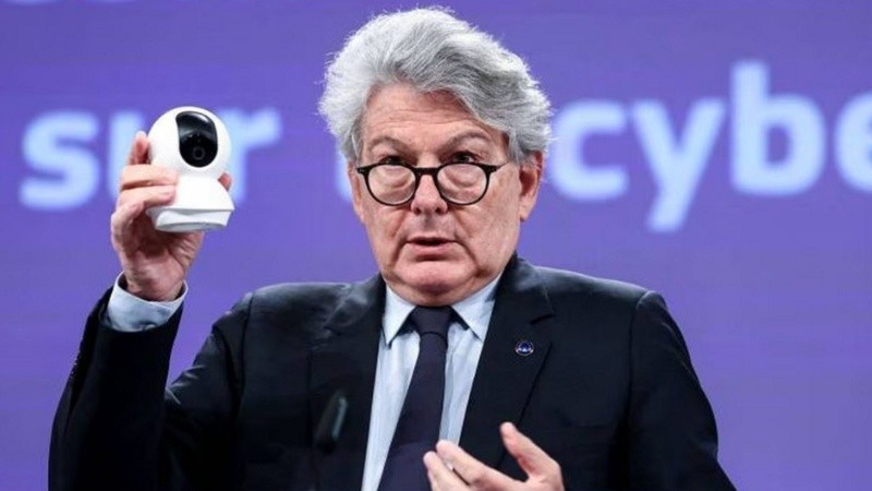 El comisario de Mercado Interior, Thierry Breton, durante la presentación de la Ley de Ciberresiliencia en Bruselas.
