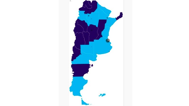 El mapa de Argentina según el espacio ganador en cada provincia.