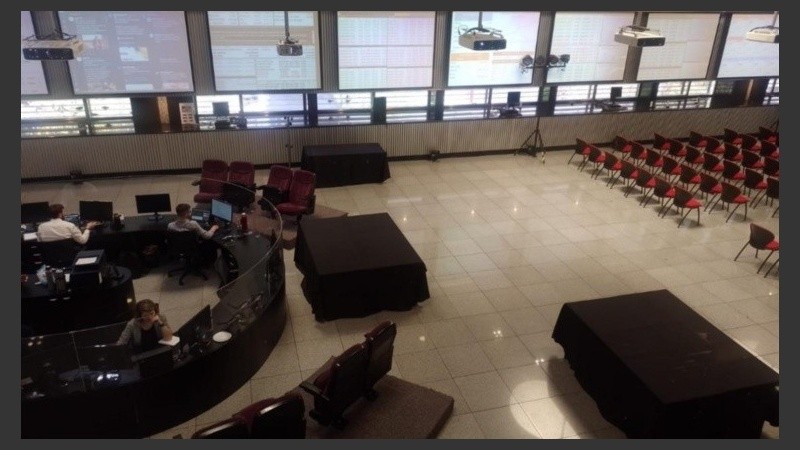 El recinto de operaciones de la Bolsa de Comercio de Rosario