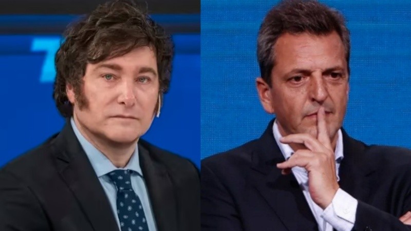 Los candidatos a presidente Javier Milei y Sergio Massa.