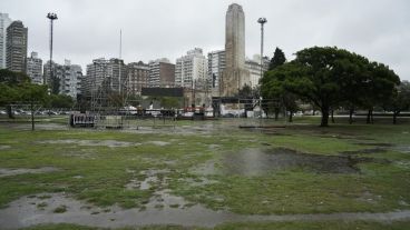Así estaba este jueves a media mañana el predio donde se montaron las carpas de las distintas colectividades.