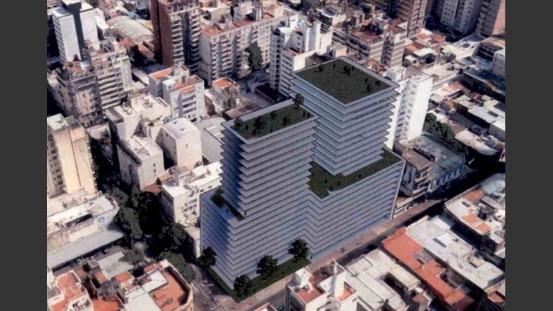 Hotel, torre de viviendas, oficinas y paseos comerciales, sobre Corrientes y San Lorenzo.