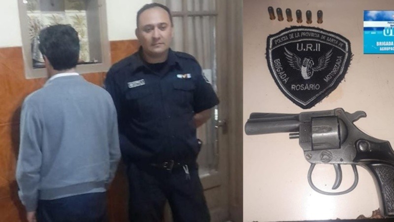 El hombre que quedó demorado y el arma que portaba sin permiso.