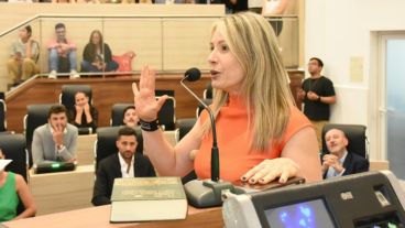 Anahí Schibelbein el día de la jura.