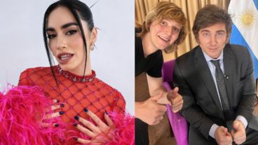 Lali Espósito e Iñaki Gutiérrez (junto a Javier Milei).