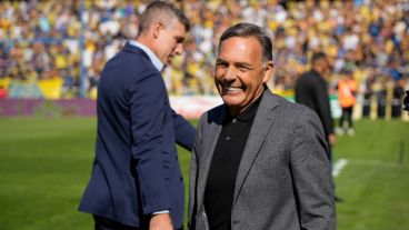 Russo y Palermo cuando Platense visitó a Central en Arroyito, en mayo pasado.