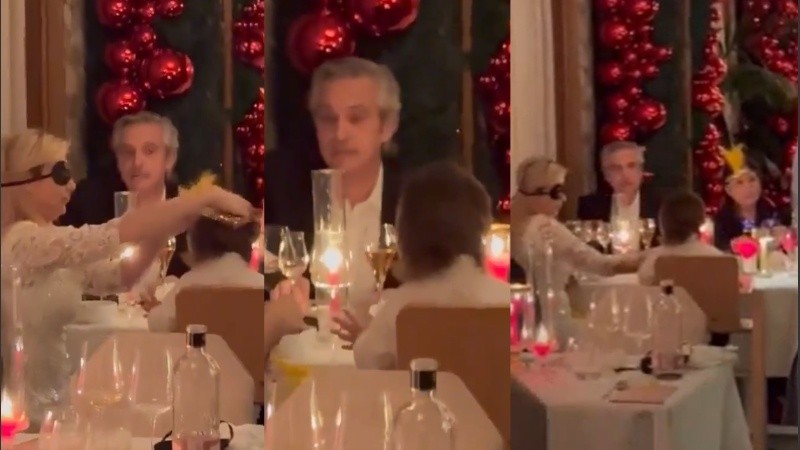 Fernández en su cena familiar de fin de año en un lujoso hotel madrileño.