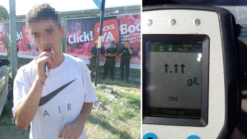 El alcoholímetro llegó al máximo posible cuando le realizaron el test al conductor.