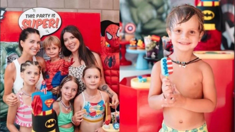 Las hermanas Nara junto a Viggo en el festejo de cumpleaños.