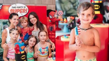 Las hermanas Nara junto a Viggo en el festejo de cumpleaños.