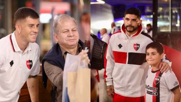 El Colo Ramírez y Banega, antes de volar a Miami el martes por la noche.