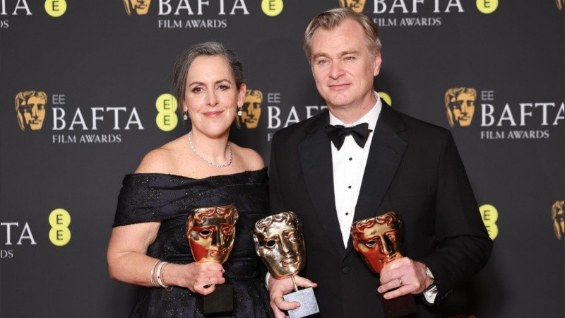 Christopher Nolan y Emma Thomas ganaron el premio Bafta al mejor director y a la mejor edición por la película 