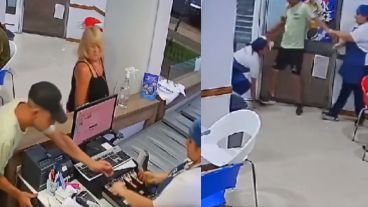 Escenas del asalto de anoche en la heladería.