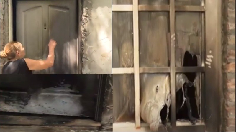 La vecina padeció una balacera y el incendio de la puerta de su casa.