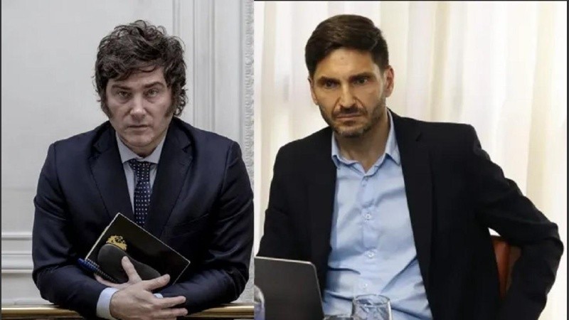 El presidente Javier Milei y el gobernador Maximiliano Pullaro.