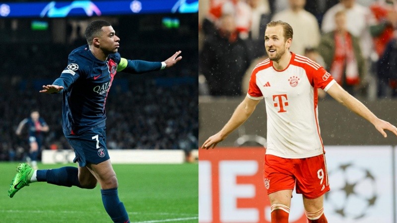 Mbappé y Kane convirtieron por duplicado para PSG y Bayern Munich, respectivamente.