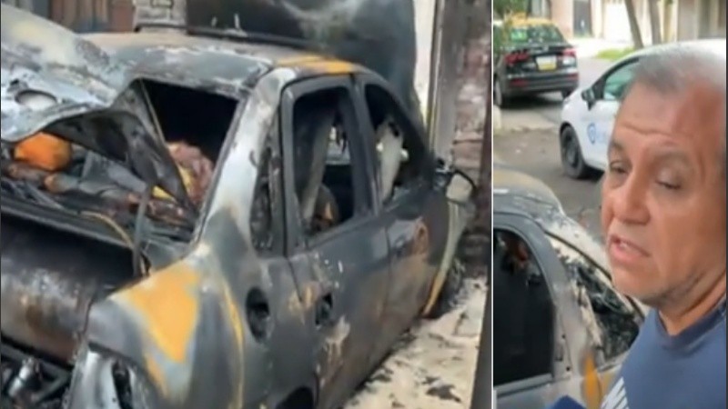 Así quedó el auto después del incendio.