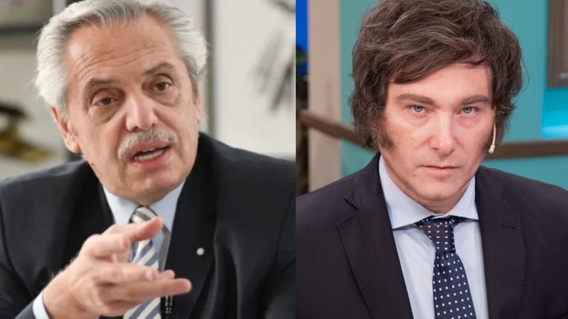 El ex presidente Alberto Fernández y su sucesor en el cargo, Javier Milei.
