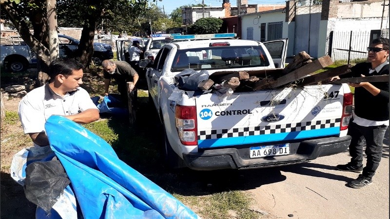 Una de las casillas que fueron desmanteladas en el operativo en el terreno ocupado.