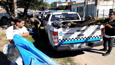 Una de las casillas que fueron desmanteladas en el operativo en el terreno ocupado.