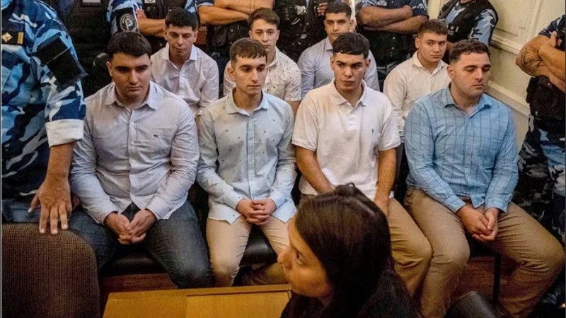 Los rugbiers condenados por el crimen de Fernando durante el juicio.