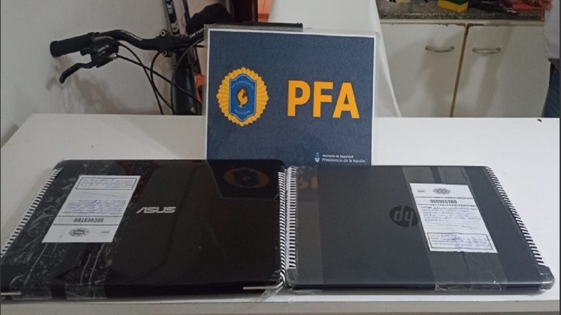 El material secuestrado en el departamento de la pareja, que será enviado a peritar.