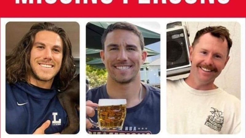 La policía informó que los cuerpos encontrados parecen ser los de los hermanos australianos y su amigo estadounidense.