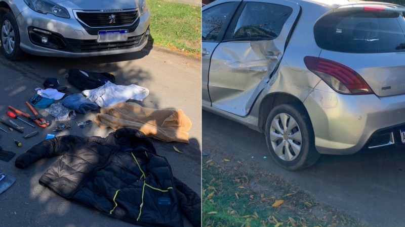 El Peugeot en el que se trasladaban los sospechosos.