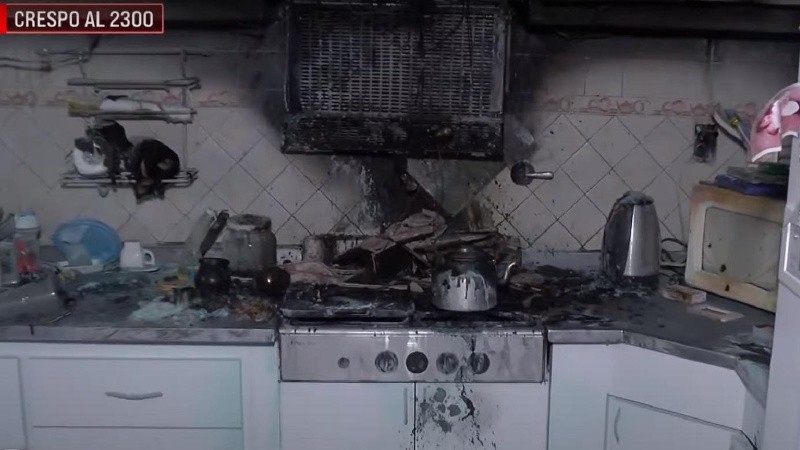 Parte de la cocina sufrió los efectos del fuego, aunque se evitaron consecuencias peores.