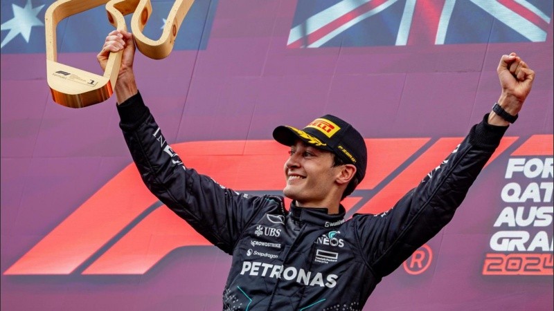 El británico Russel celebró en el GP de Austria de Fórmula 1.