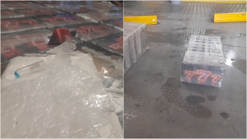 La droga que fue incautada en los autos que fueron interceptados en la YPF de San Pedro.