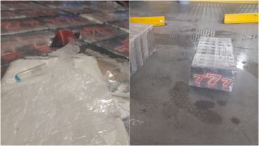 El cargamento incautado en la estación de servicios.