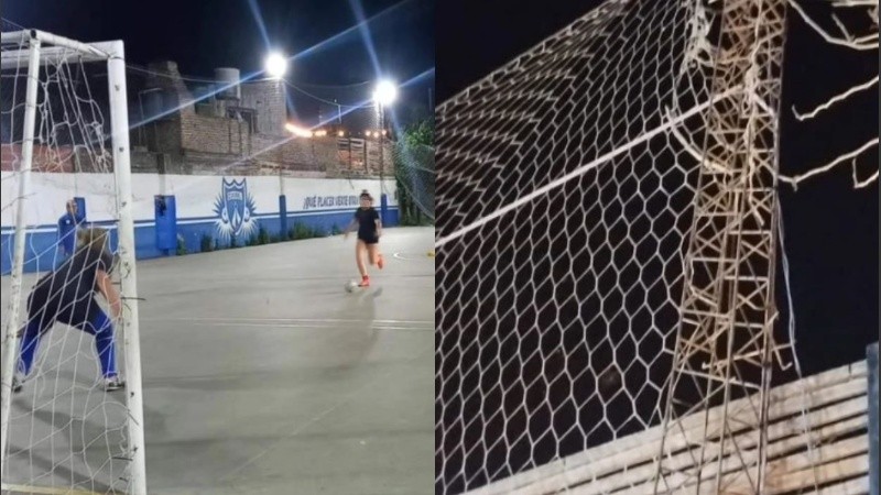 Sacaron las lámparas de la cancha del club de La Lata.