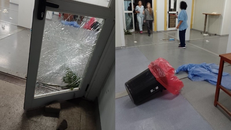Los daños que realizaron los familiares del preso en el hospital.