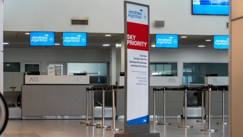 El espacio de Aerolíneas Argentinas en el Aeropuerto de Rosario.