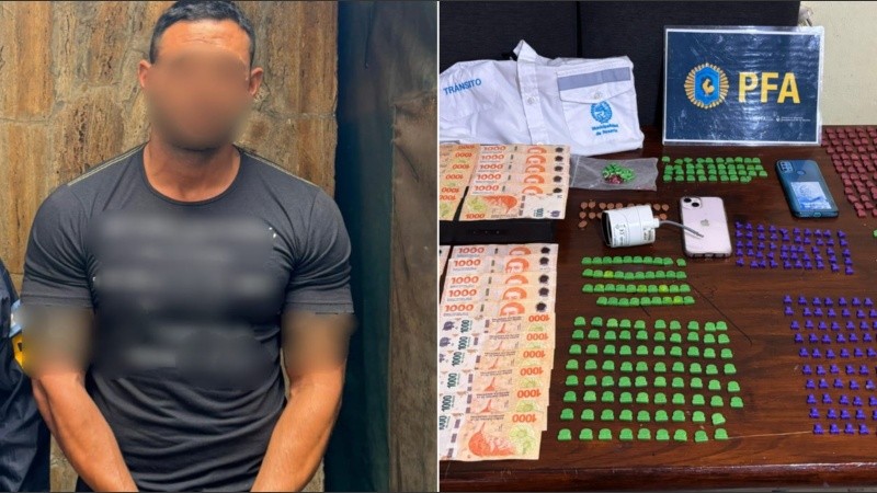 El oficial de tránsito y las pastillas halladas en su domicilio.