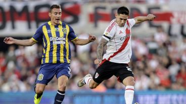 Ruben durante el primer tiempo del último River-Central.